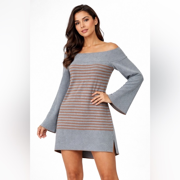 Anthropologie Gray and Brown Knit Top